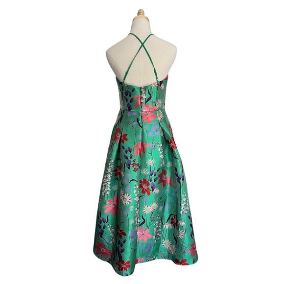 Eliza J Green Floral Spaghetti Strap Fit & Flare Dress - Picture 12 of 16